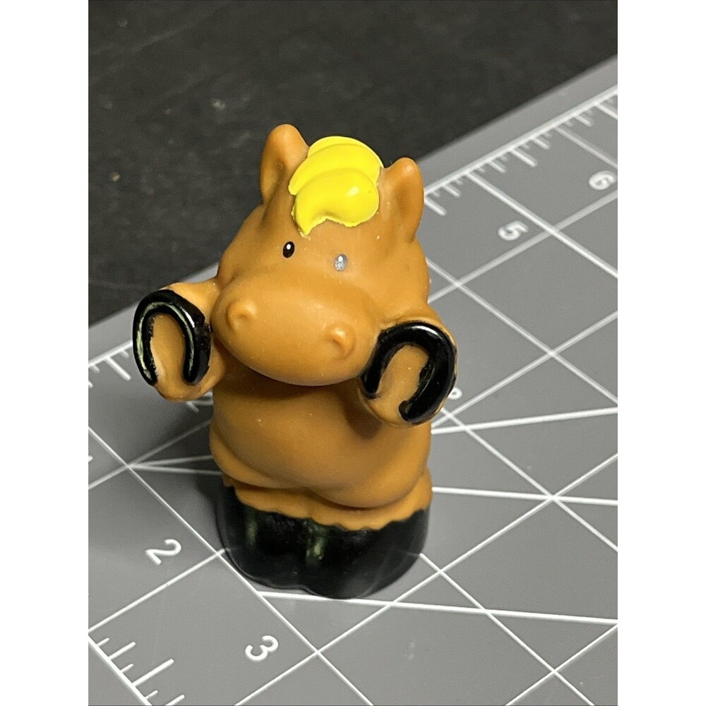 Fisher Price Little People Standing Brown Horse Yellow Mane Hard To Find - Picture 2 of 12